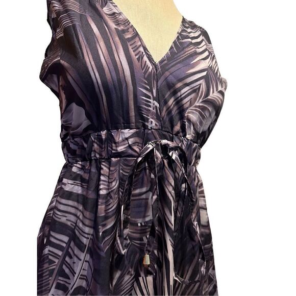 Anna Kaci Womens Midi Purple Gray Abstract Print Dress V Neck Lightweight Size M - Picture 4 of 12